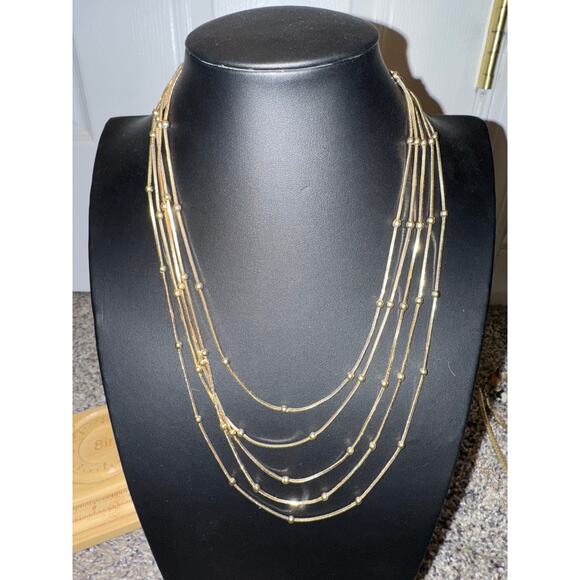Necklace / Monet / Multilayered / 5 Layered / Gold Tone / Vintage - Picture 1 of 4